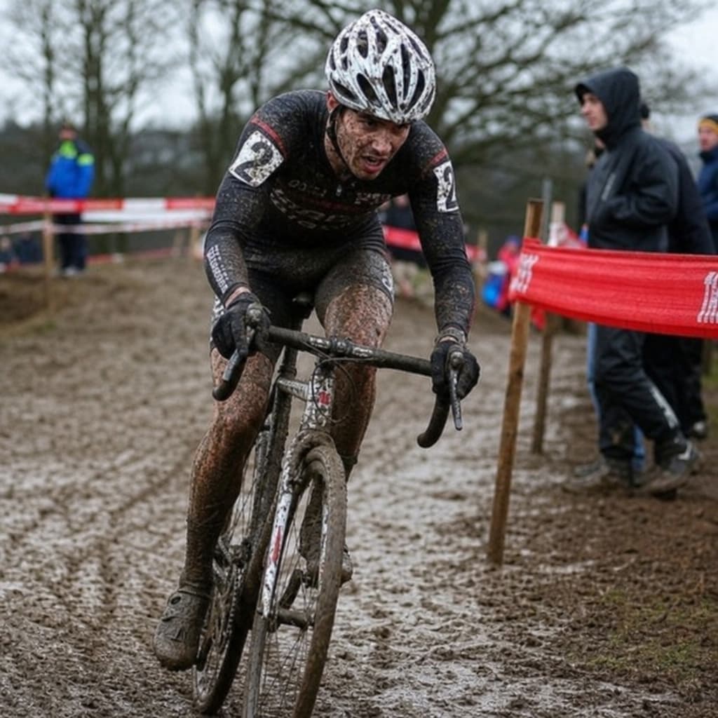 Cyclocross bike racing through muddy terrain